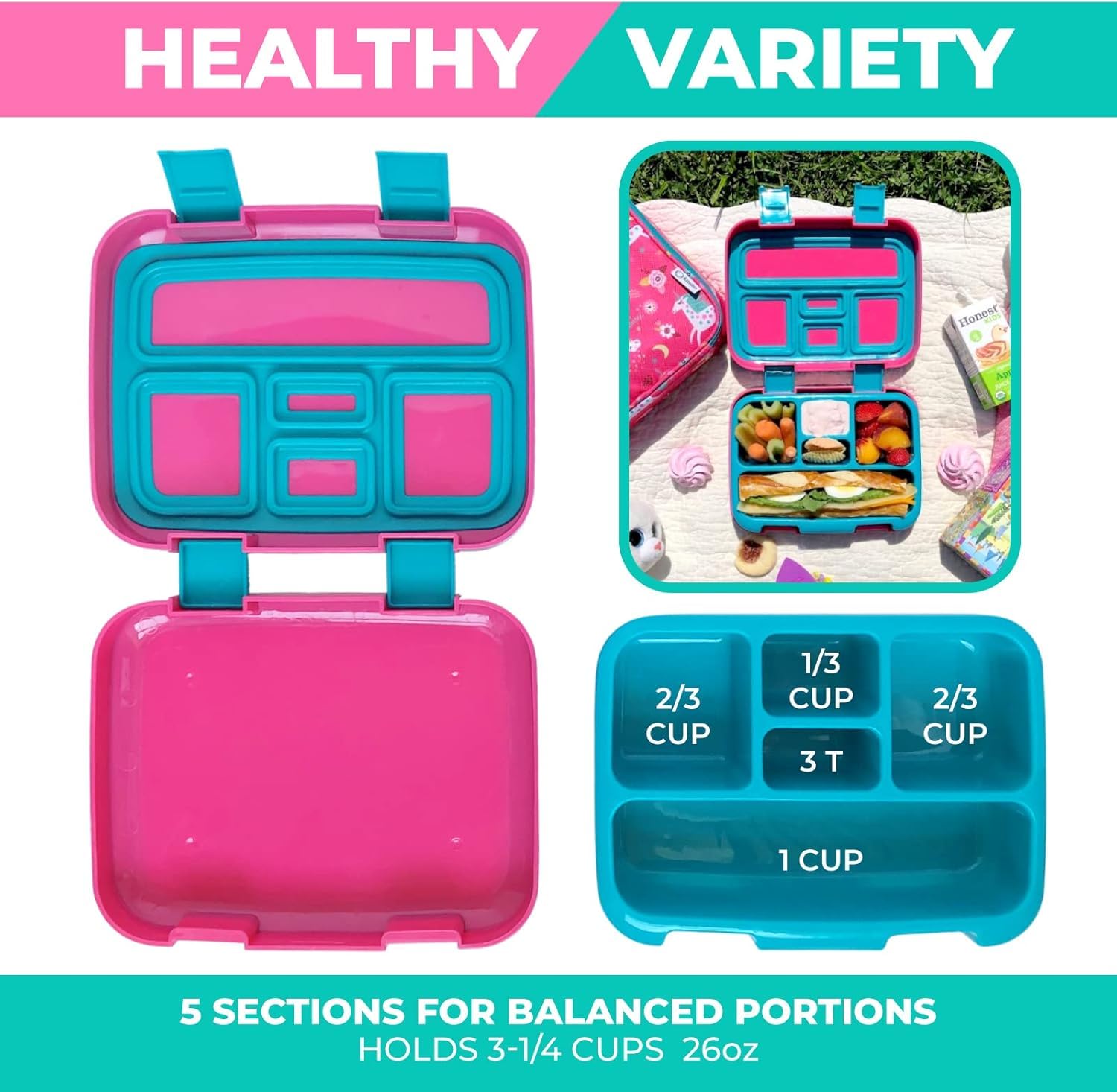 Bento-Box, Edelstahl-Lebensmittelbehälter für heiße kalte Speisen oder Suppe, isolierte Lunch-Tasche und Eispack-Set für Kinder oder Kleinkinder Alter 3 bis 7 Jahre, rosa Einhorn