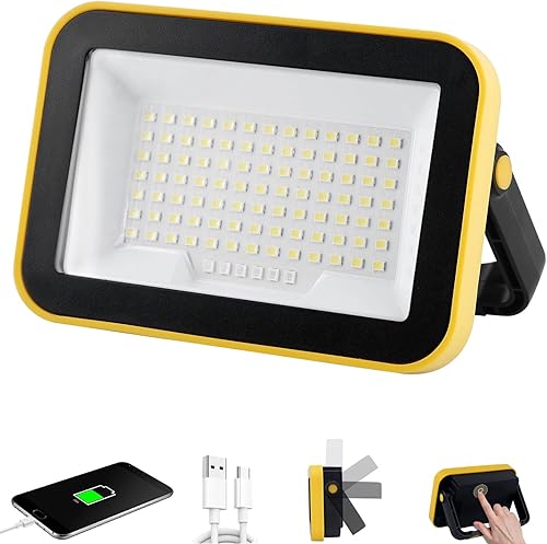Luz de trabajo recargable de 40 W con orificio para trípode, luz de inundación portátil de 2400 lúmenes, funciona con pilas, luces de trabajo LED