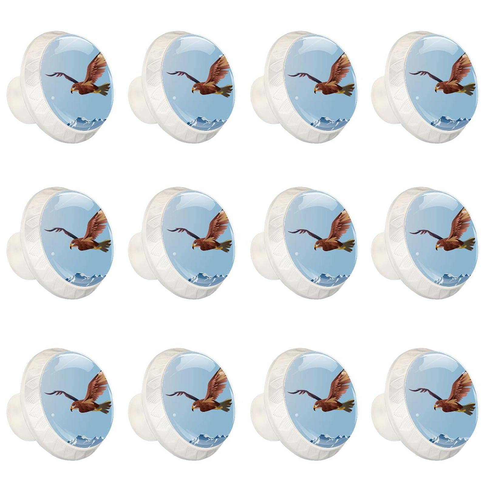 Bouton de meuble haut de gamme oiseau et montagne : lot de 12 poignées décoratives en relief