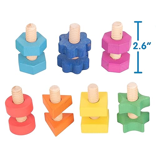 Miniatura 2 de TickiT -74001 Tuercas y pernos de madera arcoíris - Juego de 14 - 7 tuercas y 7 pernos en formas y colores a juego - Para edades de 12 meses -