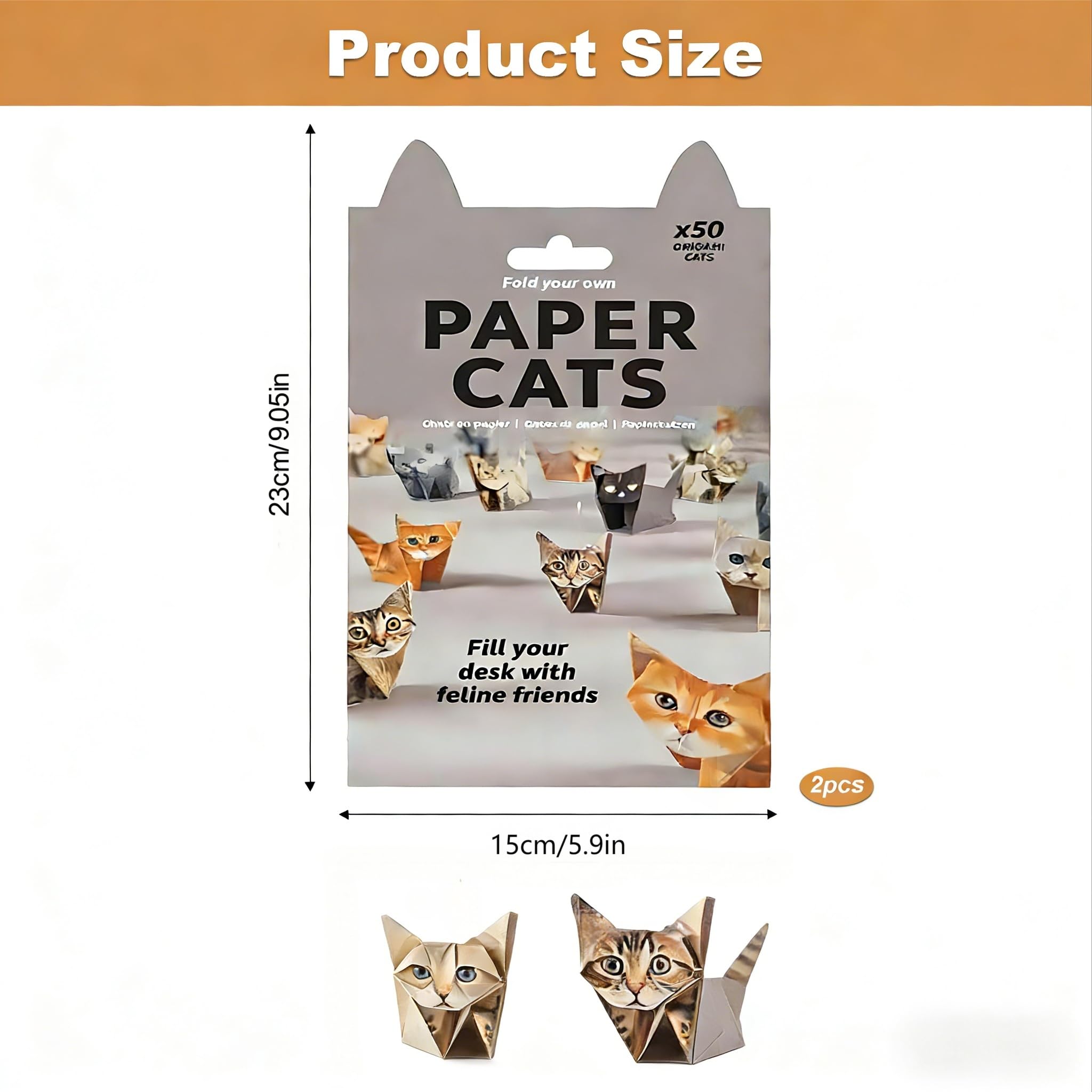 Flhlxzm 100pcs Paper Cats Origami Kit, DIY 3D Creative Origami Animal Set, Fold Your Own Feline Friends - Image 2