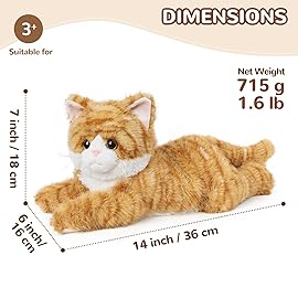 Orange Tabby Cat Stuffed Animals, Microwavable Stuffed Animal Adorable Fluffy Cat Plush for Warmth & Comfort, Heatable & Coolable Lavender Scent Cat Toys, Cute Soft Plushies Cat Gifts for Kids & Adult