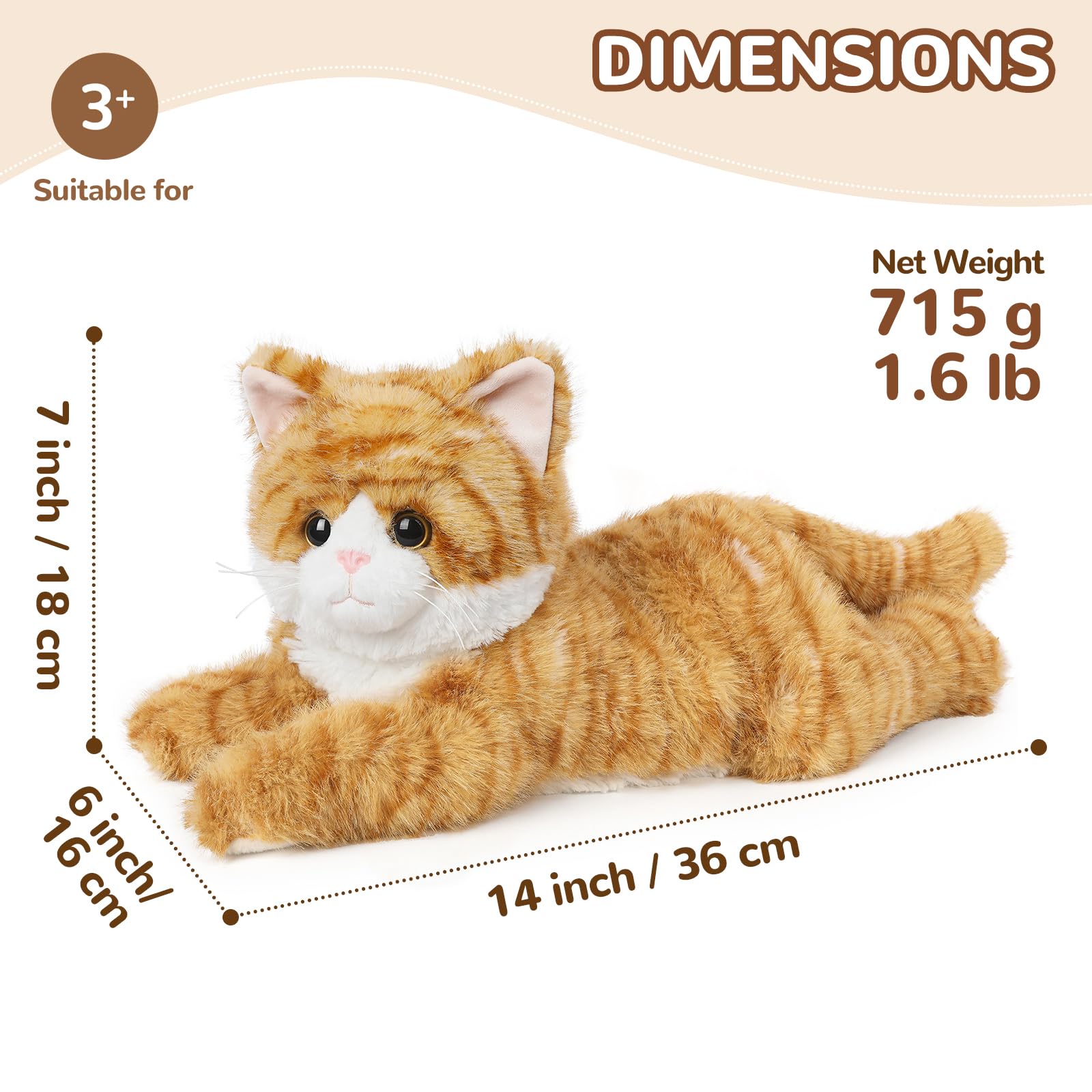Amazon.com: Orange Tabby Cat Stuffed Animals, Microwavable Stuffed