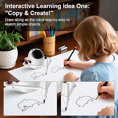 Miniatura 2 de Robot de dibujo para niños, juguetes educativos, kit de aprendizaje de dibujo creativo con 150 tarjetas de palabras, regalo para niñas y niños de 4,