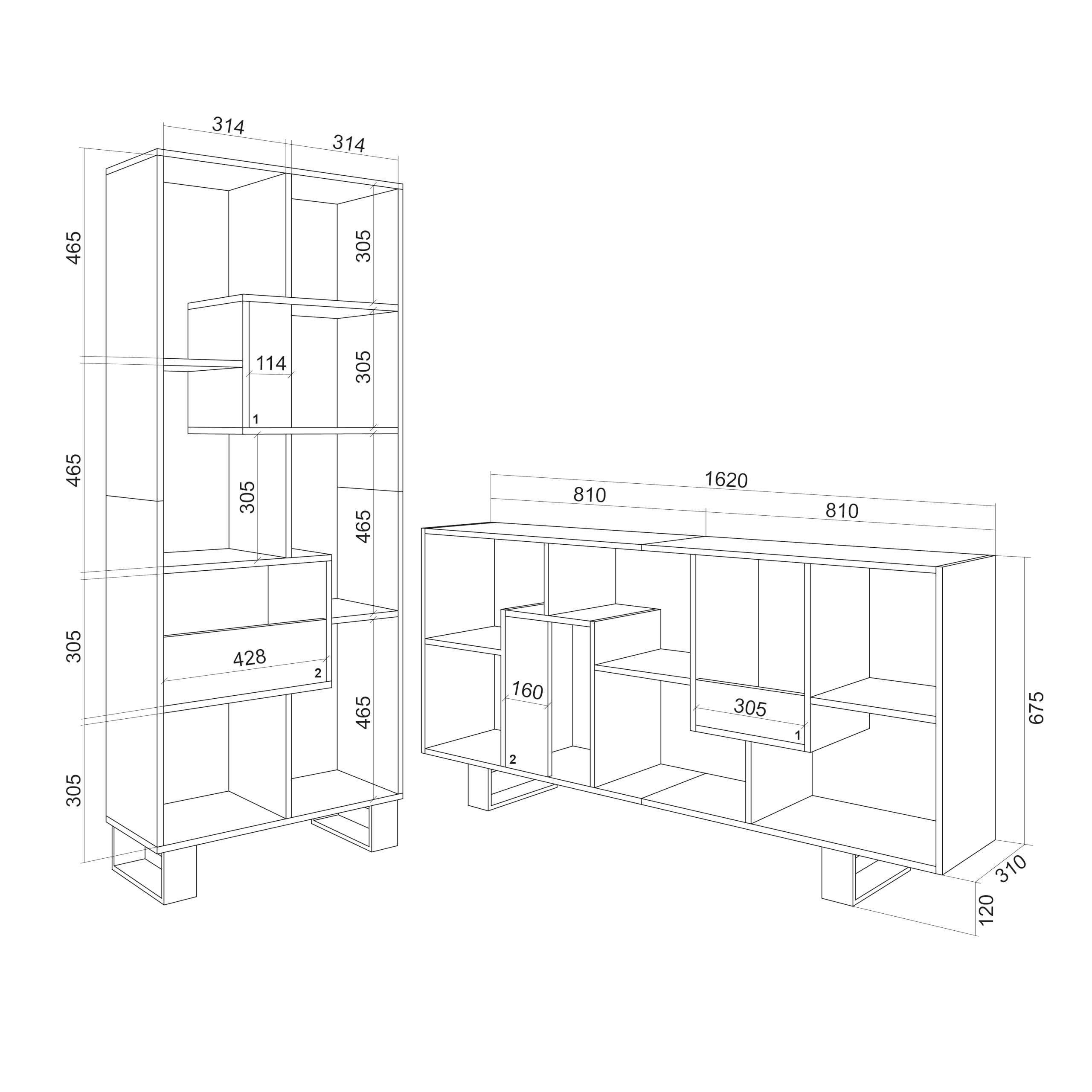 Skraut Home | Libreria scaffale | Scaffali in legno a ripiani | 174x67x31cm | Design industriale | Stile moderno | Rovere e nero