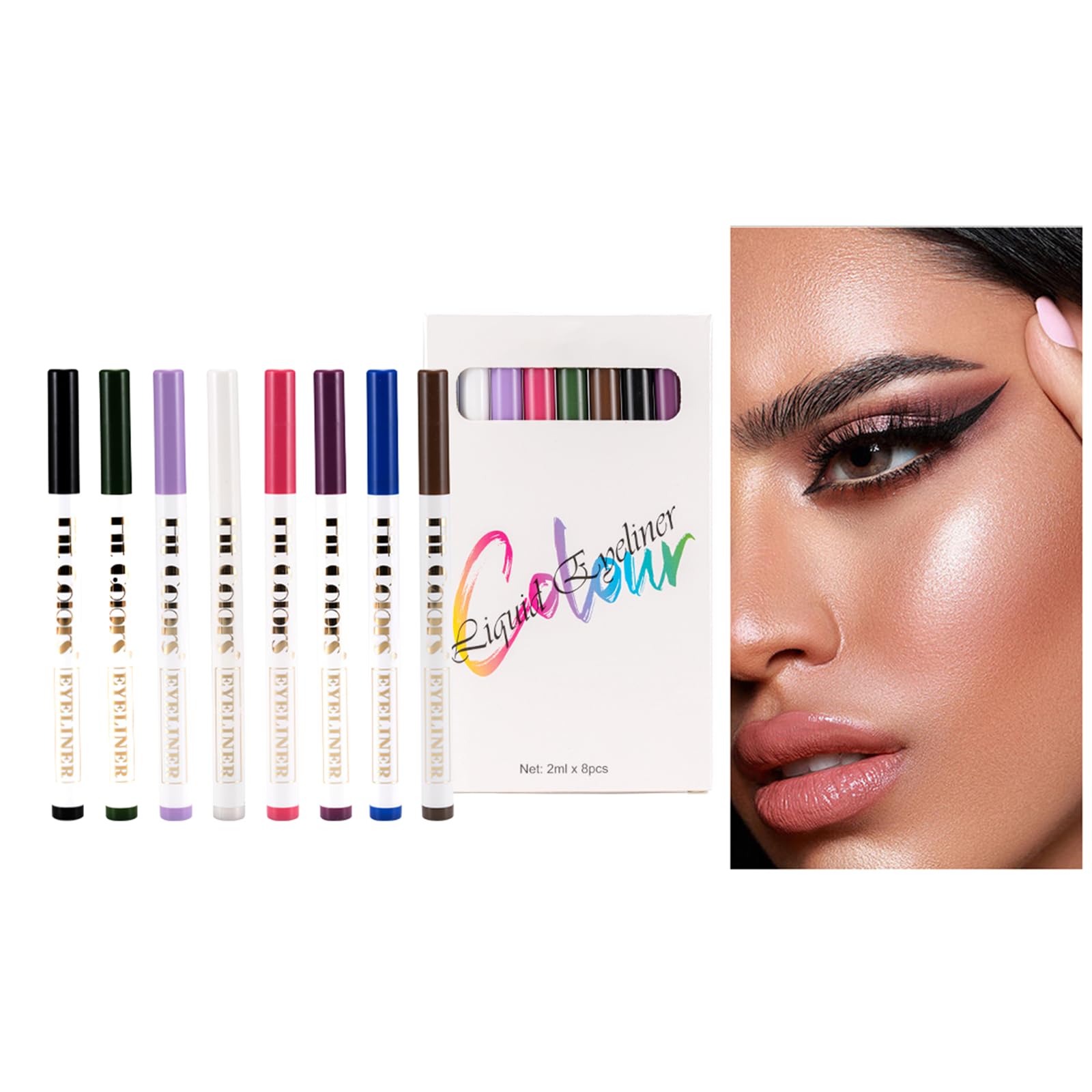Delineadores de ojos, 8 colores Juego de Lápiz delineador de ojos líquido mate, Delineadores de ojos de alta precisión Set Maquillaje de secado rápido, resistente al agua, antiincrustante
