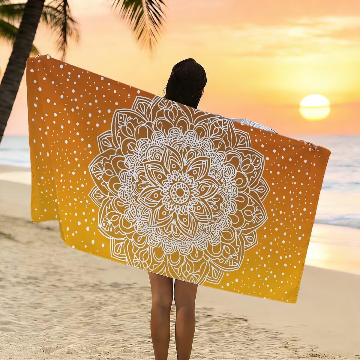 Telo Mare Microfibra, Telo Mare Grande 100x220cm 2 Pezzi, Asciugamano Palestra Donna Asciugatura Rapida, Antisabbia Asciugamano Microfibra, Leggero Asciugamani Palestra per Regalo (Mandala) -4240