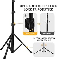 Vista 4 de Anillo de luz con soporte y soporte para teléfono, anillo de luz LED para selfie de 10 pulgadas con trípode (17 a 73 pulgadas) con control remoto