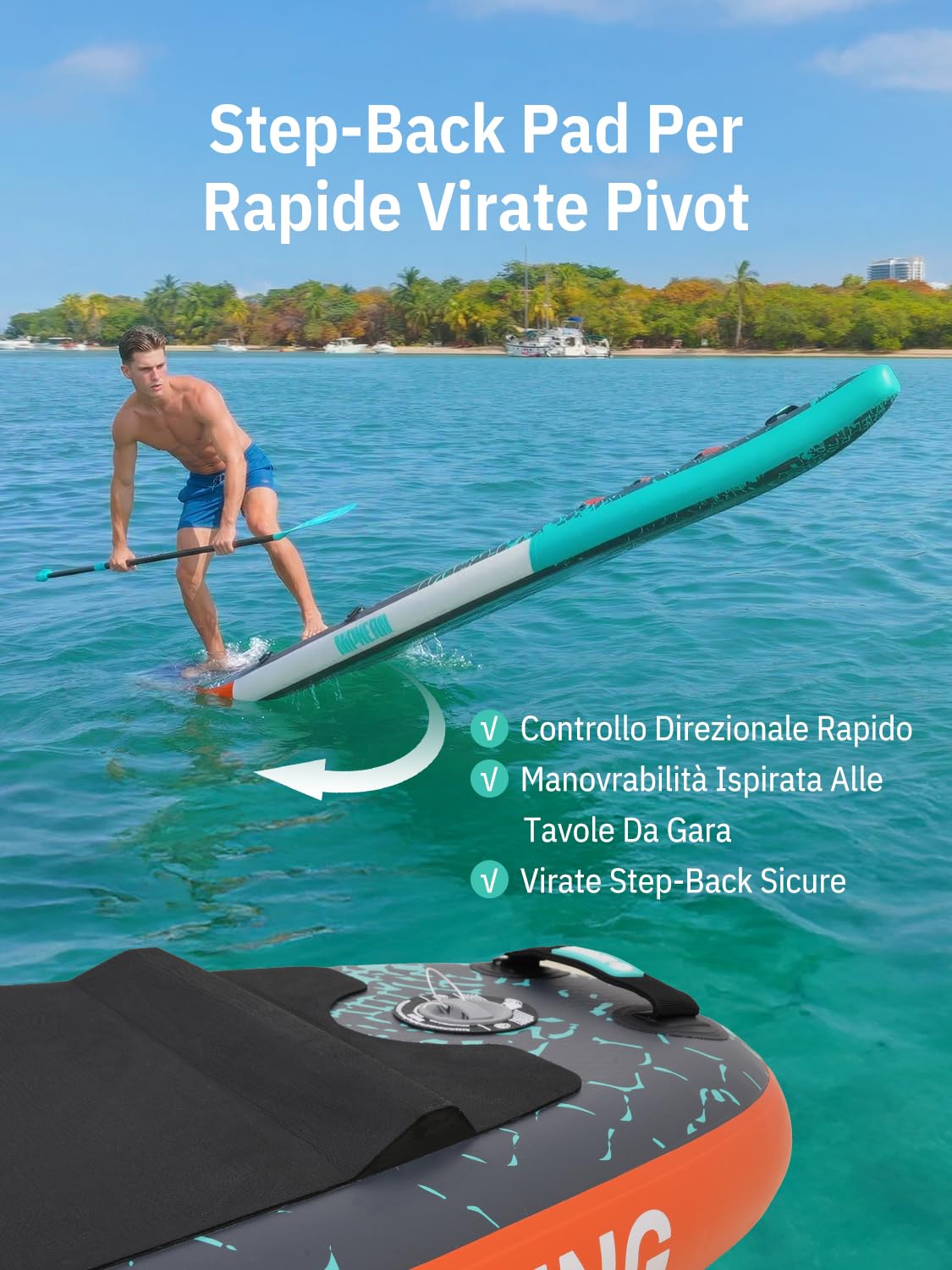 Niphean 380cm Sup Gonfiabile, Capacità 280kg, Tavola SUP Gonfiabile Touring con Kit Completo di Accessori e Kick Pad, Stabile SUP Gonfiabile Adulti per Surf da Gara