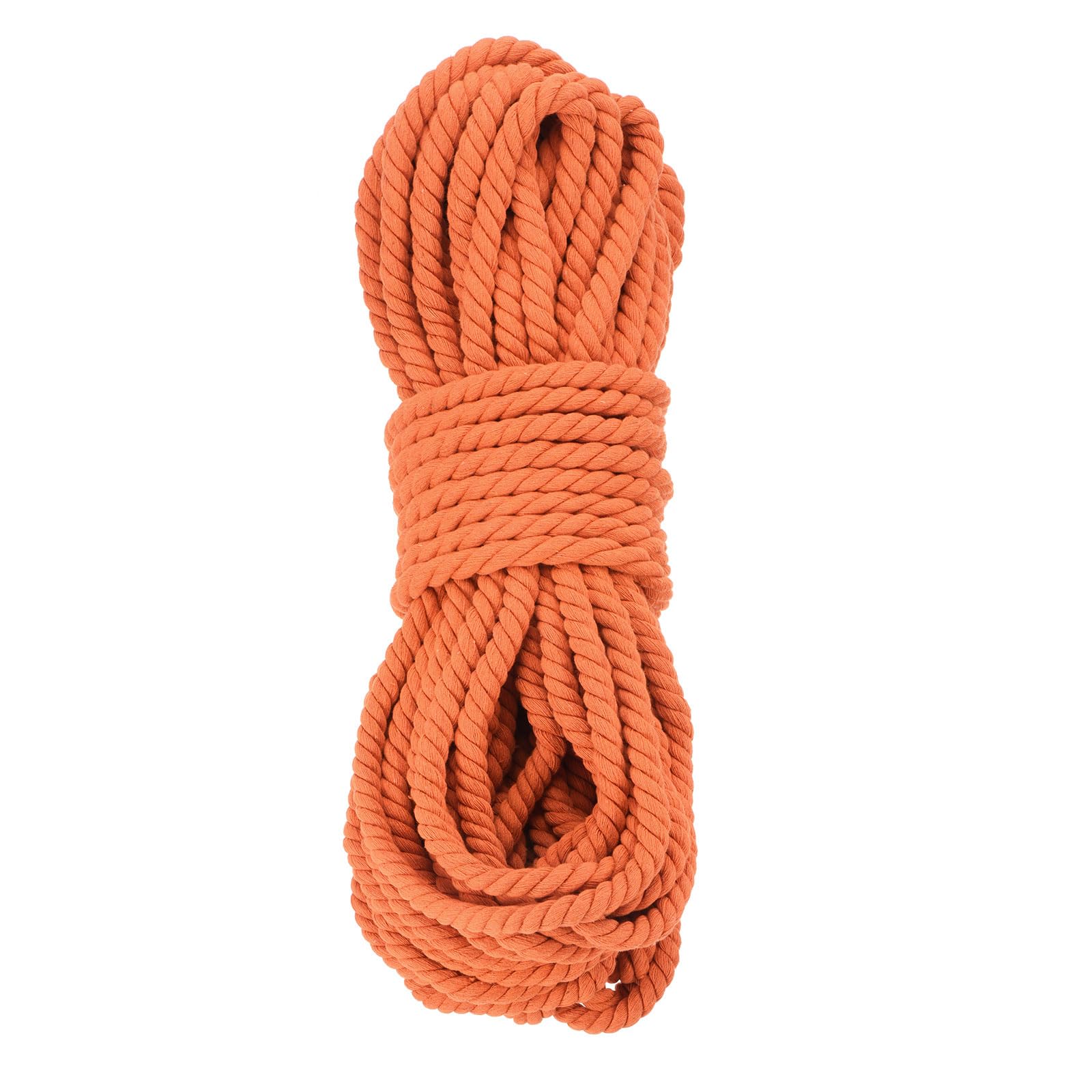 0.5 Pulgadas 98 Pies Cordón De Macramé, Cordón De Algodón Cuerda Hilo 3 Hebras Trenzado Grueso Cordón De Macramé [para Manualidades Colgadores De Plantas] - Naranja