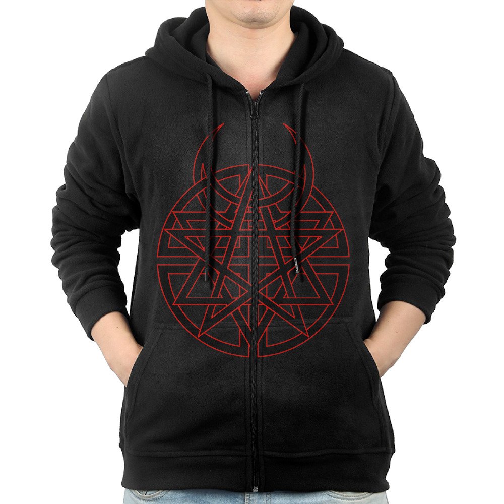 Men's Disturbed Zip-Up Hoodies Jackets Black Size XXL