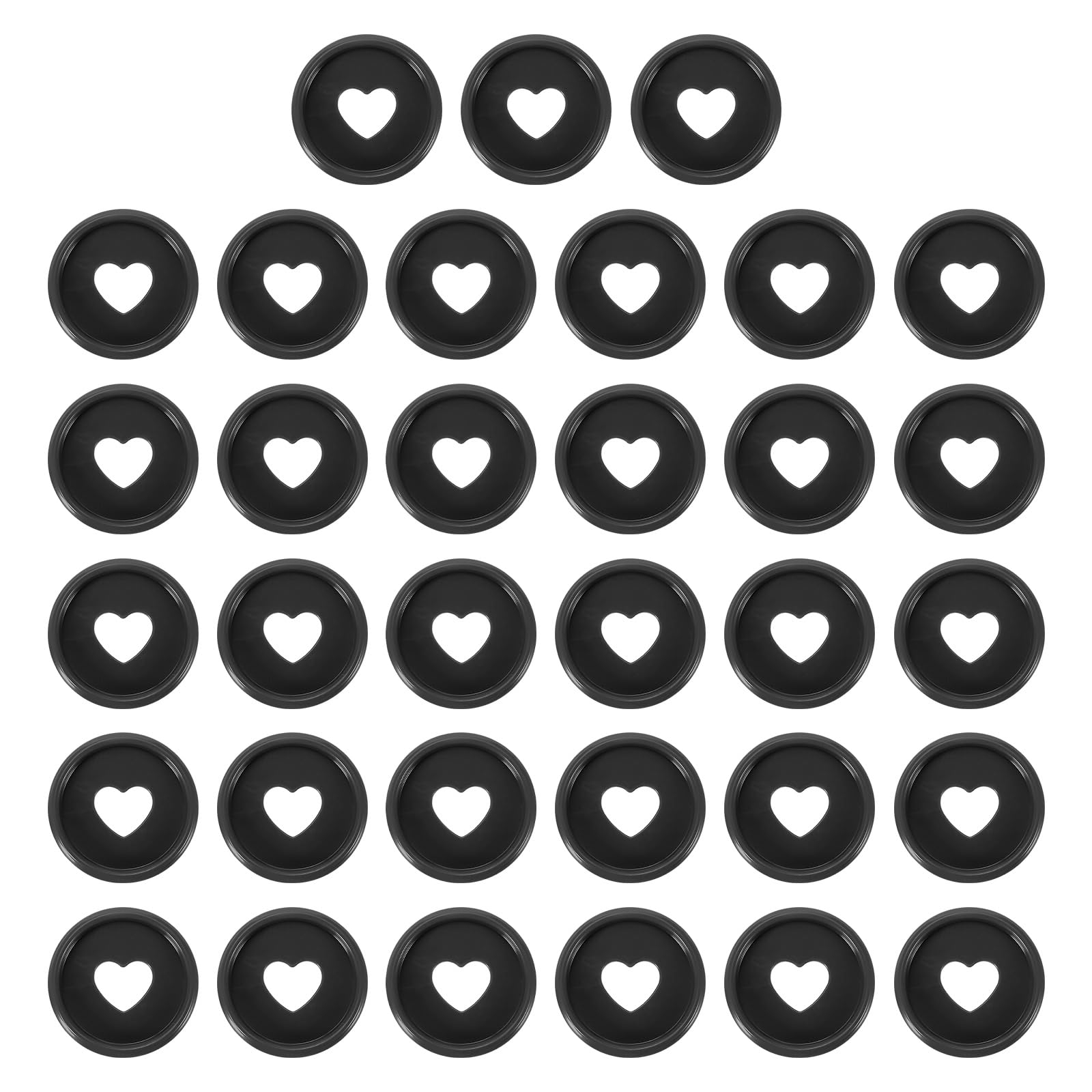sourcing map 33Pcs Plastic Book Binding Discs, 24mm Heart Discbound Expansion Discs Binder Ring for DIY Notebooks Planner Accessories, Black