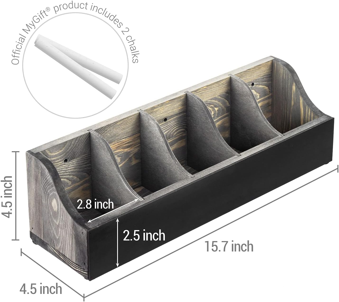 MyGift Set of 2 Adjustable Tool Organizer, Wall Mountable Utility Tools Storage Bins in Vintage Gray Solid Wood Finish with Chalkboard Label, Wooden Organizer Box for Crafts, Tools, and Supplies