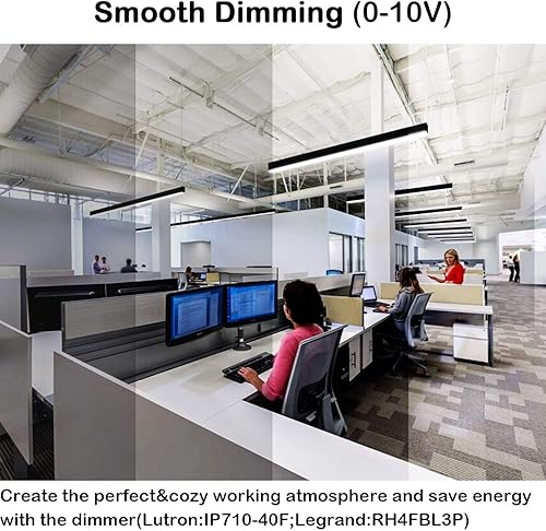 Miniatura 10 de Hykolity Luz lineal LED enlazable de 8 pies, 80W 9200lm 3000K4000K5000K CCT seleccionable, 0-10V regulable LED arquitectónico suspensión lámpara de