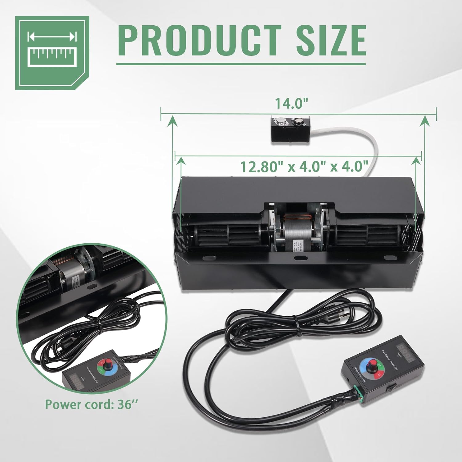 Fireplace Blower Kit BK-ACC, Fit for Quadra-Fire & Heatilator Wood Stove Blower Fan - Replaces 831-1701/831-1700 Fireplace Blower Fan Assembly w/Housing, Rheostat & Temperature Sensor