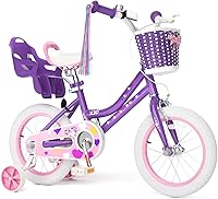 Vista 13 de XJD Bicicleta para niñas de 2 a 12 años de edad, bicicleta para niños de 12 a 20 pulgadas, con ruedas de entrenamiento y cesta Flor Rosa