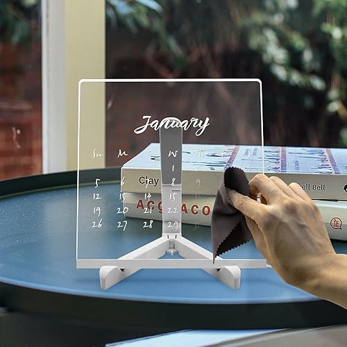 Miniatura 4 de Luz nocturna blanca cálida, tablero de mensajes transparente para bricolaje, con bolígrafo blanco, calendario de notas, portátil, enchufable, mesa,