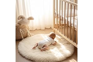 Ashler Faux Fur Fluffy Shaggy Round Rug