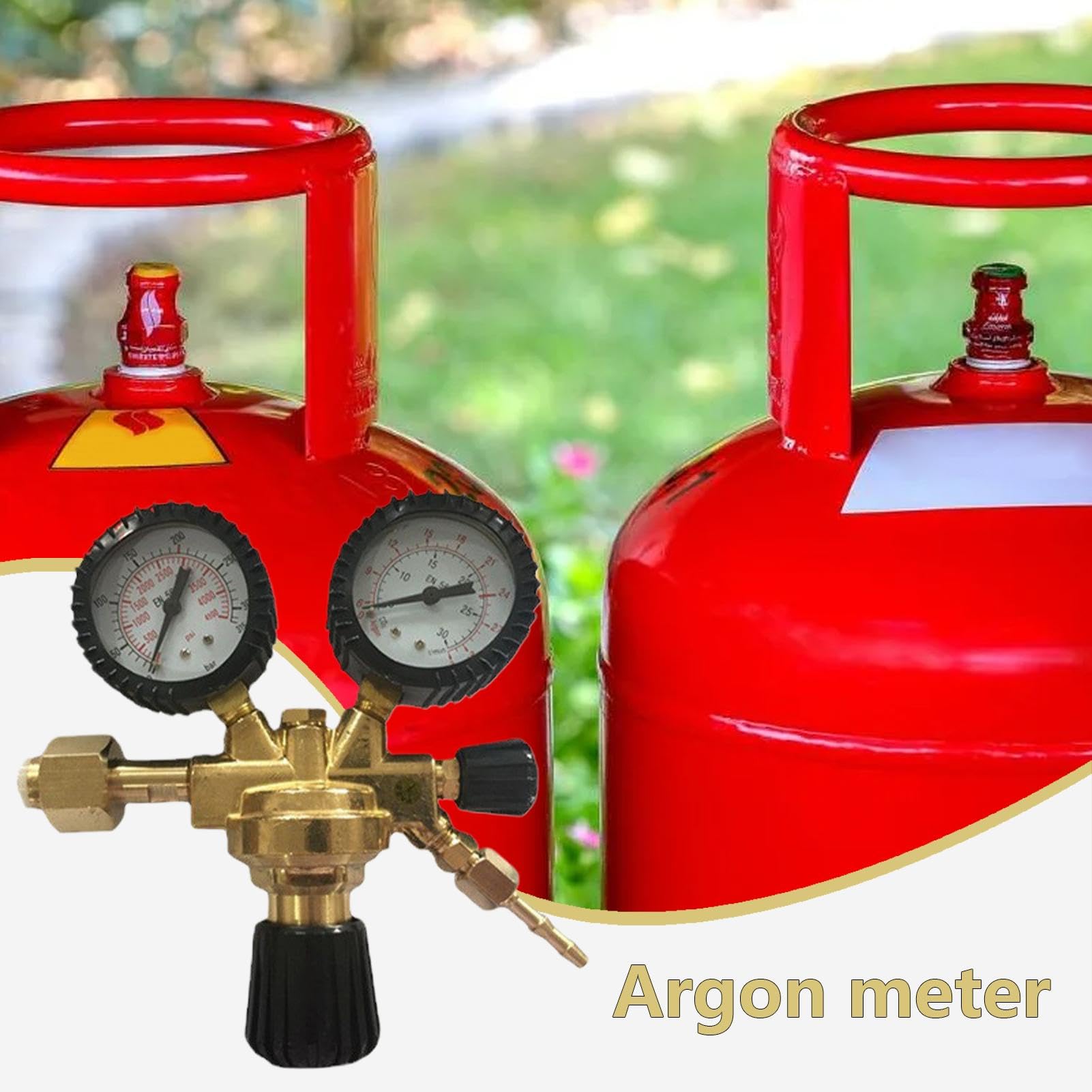 Regulador de soldadura,Medidor de argón - Reductor de presión de argón y dióxido de carbono - Soldadura de calibre regulador preciso, calibres de doble escala fáciles de leer para maquinaria pesada