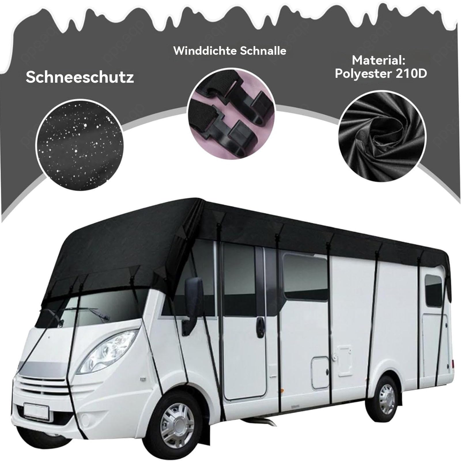 Extra breit 3,3 Meter Wohnmobil Abdeckplane 210D Oxford-Gewebe Deichselabdeckung Wohnwagen Geeignet für Jede Jahreszeit Und Jedes Klima （mit 2 x 10 m zusätzlichen Gurten）,Schwarz-12x3.3m