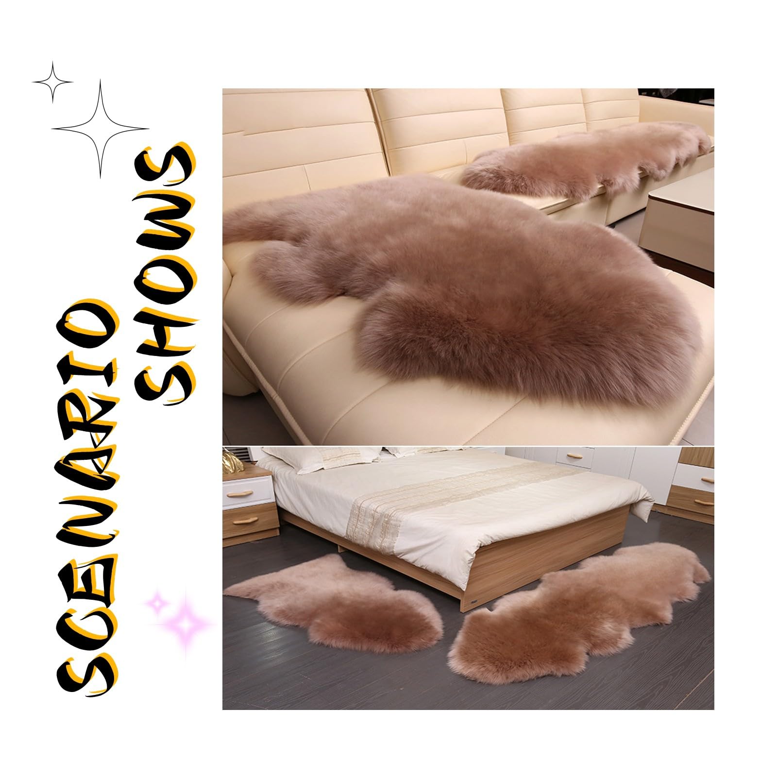 Amazon｜本物のシープスキンエリアラグ ふわふわプラッシュ