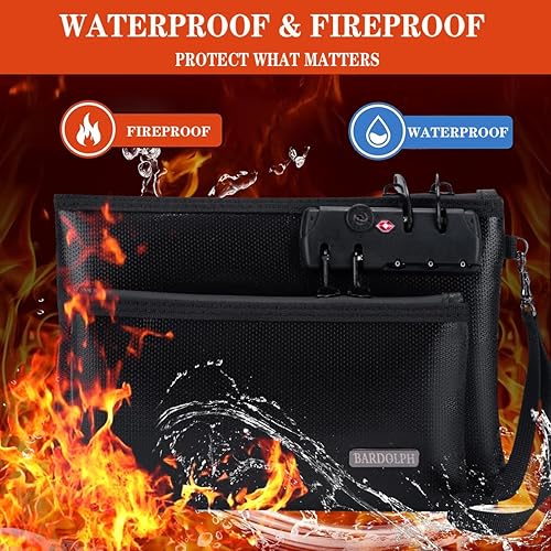 Miniatura 2 de Bolsa de dinero ignífuga con cerradura, bolsa de dinero de doble capa para efectivo, bolsa de almacenamiento valiosa, caja fuerte ignífuga con