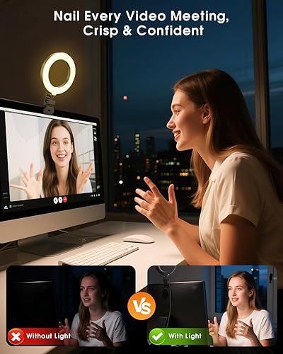 Miniatura 2 de Anillo de luz para videoconferencia de computadora - Luz de cámara web para monitor Clip en control remoto Aprendizaje a distancia de trabajo Zoom