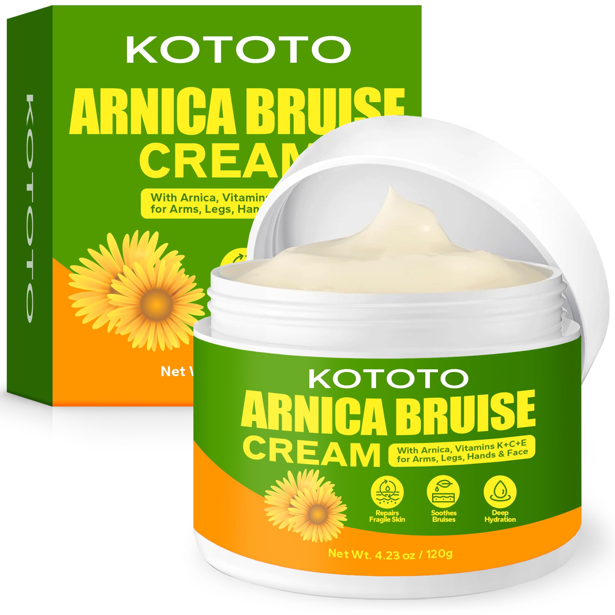 Kototo Arnica Gel for Bruising (4.2 Oz), Fast Relief for Bruises, Swelling & Discomfort, Natural Arnica Bruise Cream with Vitamin K & Herbal Extracts,