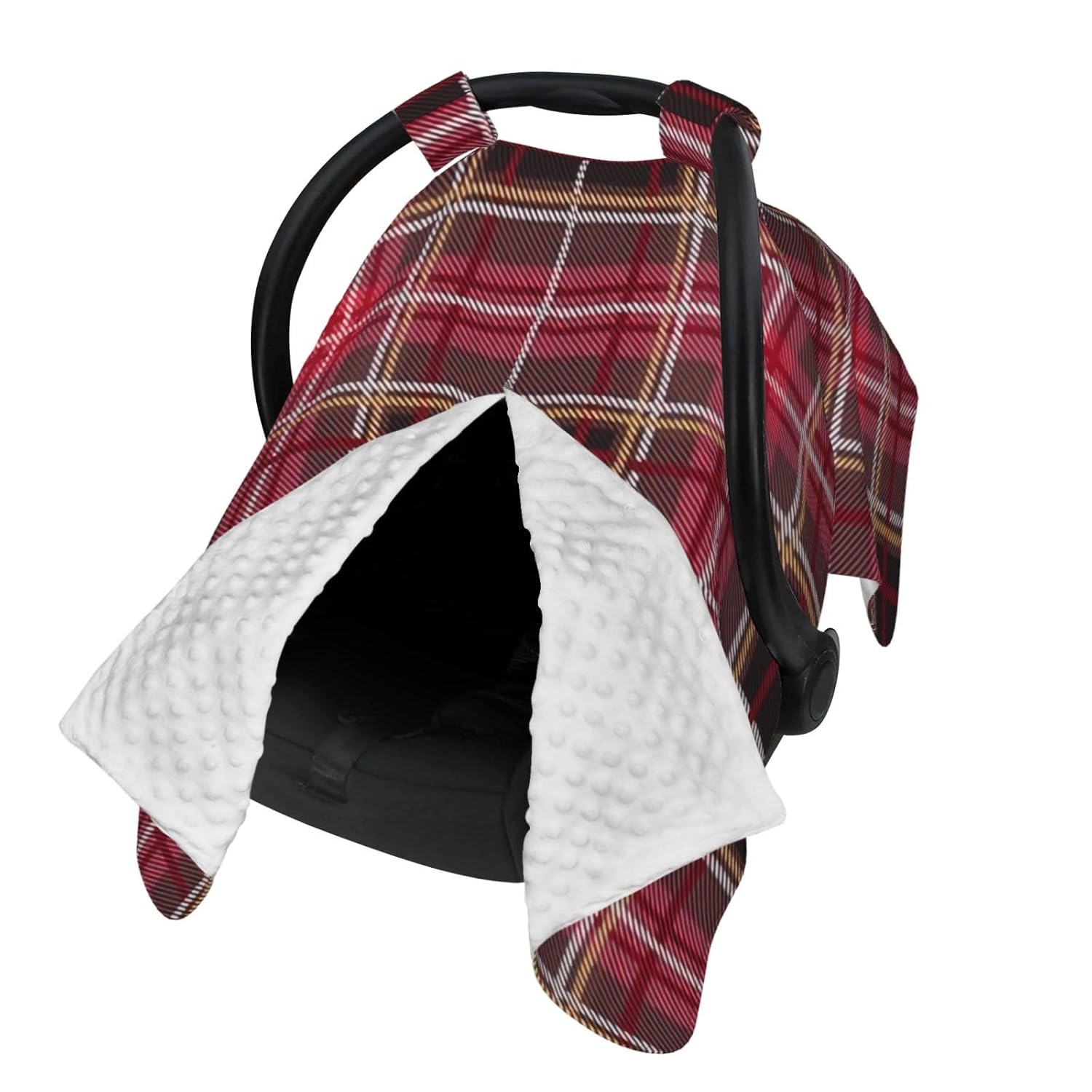 Tartan Christmas Baby Car Seat Cover & Breastfeeding Nursing Cover - Breathable Stretch Fabric Multi-Use Nursing Cover for Breastfeeding