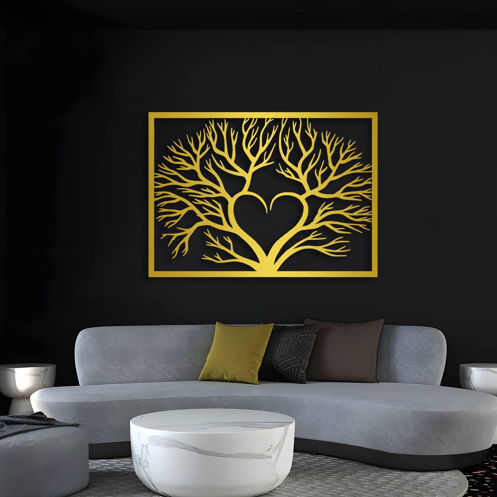Metall-Wandkunst silberner AST Lebensbaum ästhetische Schlafzimmer-AST-Dekoration Moderne Skulptur für Wohnzimmer Schlafzimmer Flur und Treppenhaus Natur-Wohndeko
