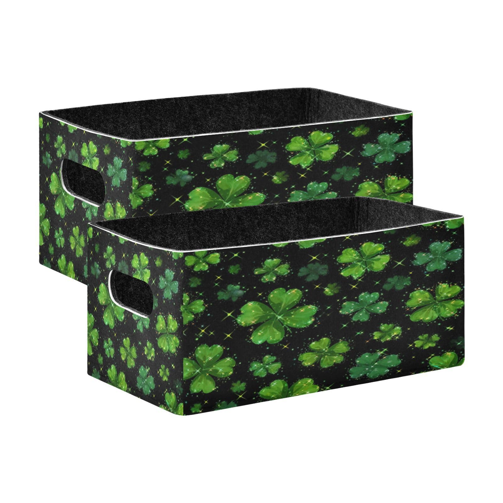 Panier de rangement trèfle vert Kcldeci pliable en lot de 2 pour placard