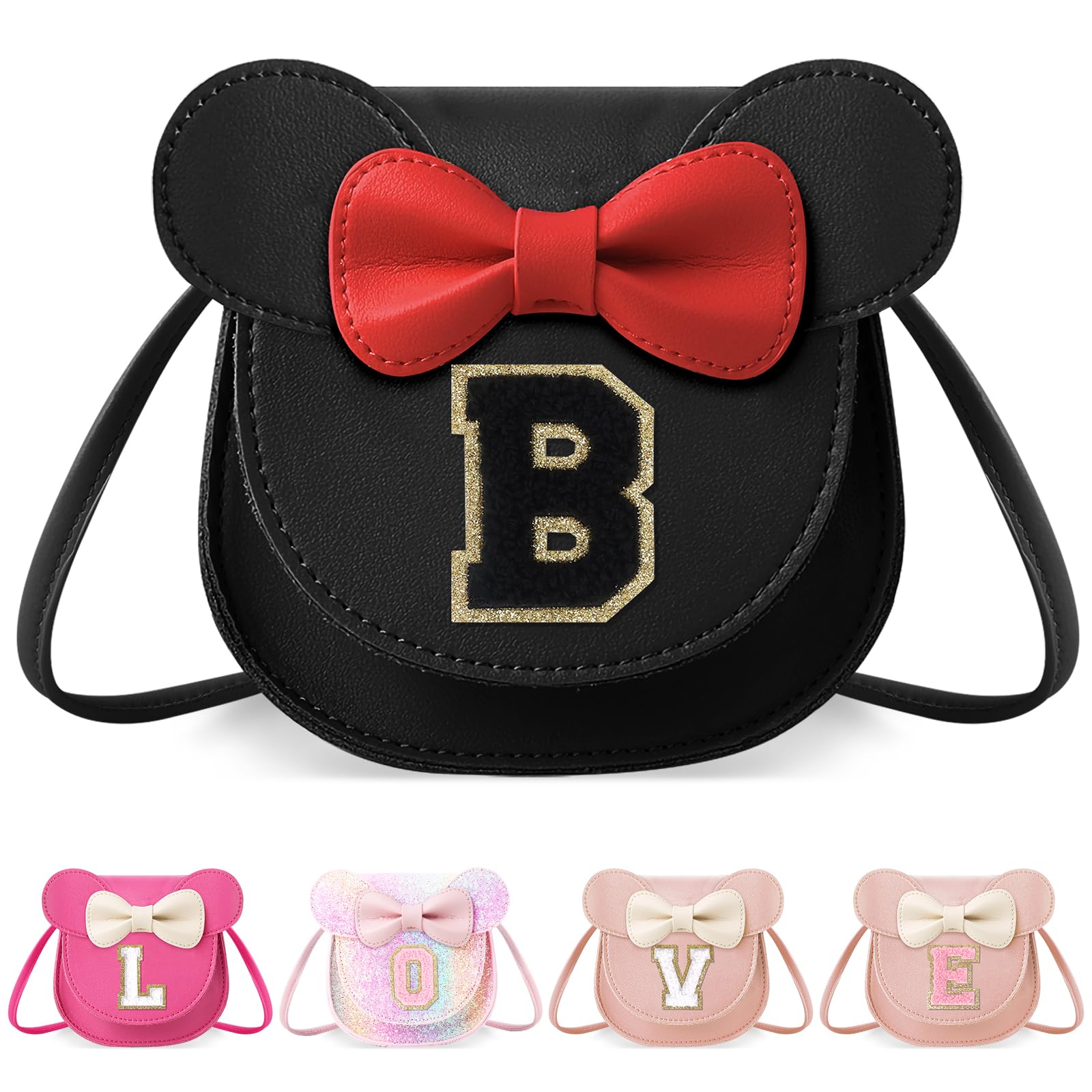 Little Girl Toddler Purse - Cute Mouse Ear Bow Crossbody Bag for 2-8 Year Olds - Birthday Gift