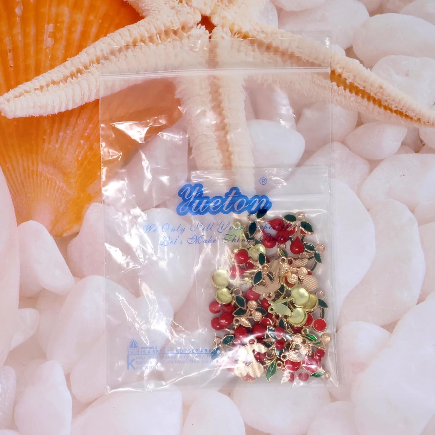 yueton 40PCS Enamel Alloy Charms Sweet Red Cherry Pendants Cute Fruit Food Tiny Pendants Bead Charms for Keychains, Earrings, Bracelets, Necklaces, Jewelry Making and DIY Crafts - Image 9