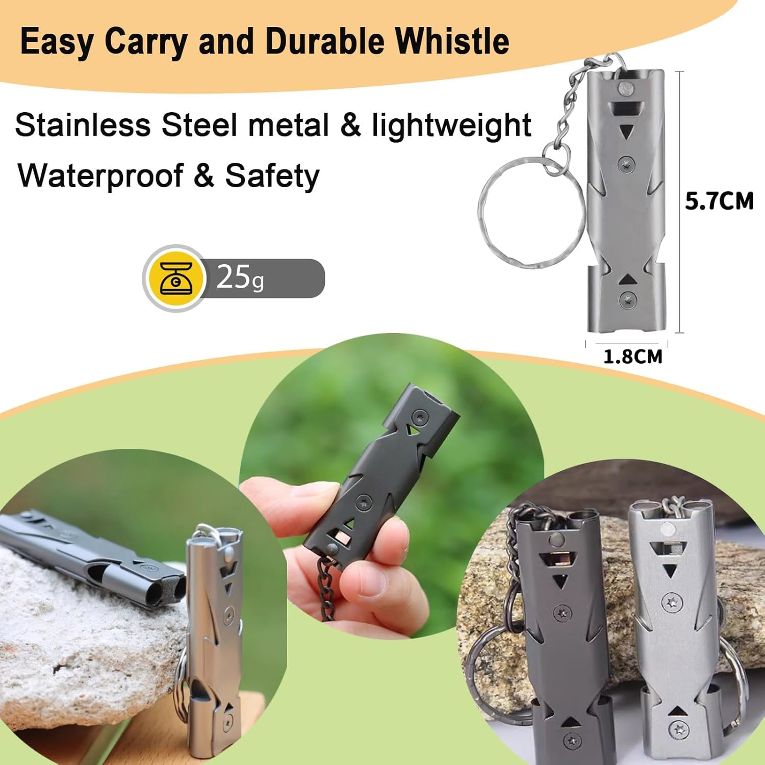 Store2508 Whistle Emergency, Safety Survival Whistle with Lanyard Keychain, High Pitch Double Tubes Coyote Whistle for Hiking Camping Hunting Boating Rescue Signal Whistle (Black 2 Pcs) 2