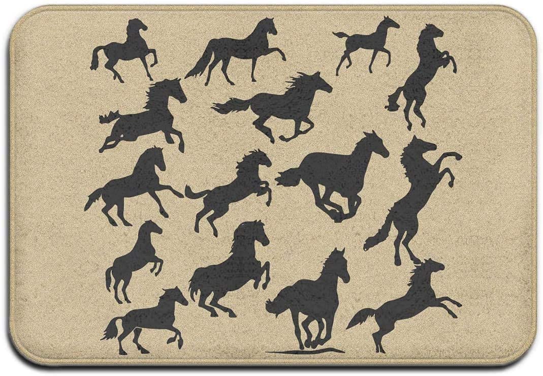 Felpudo con silueta de caballo de 40 x 60 cm, para interiores y exteriores, tapete de bienvenida para puerta de entrada, fácil de limpiar