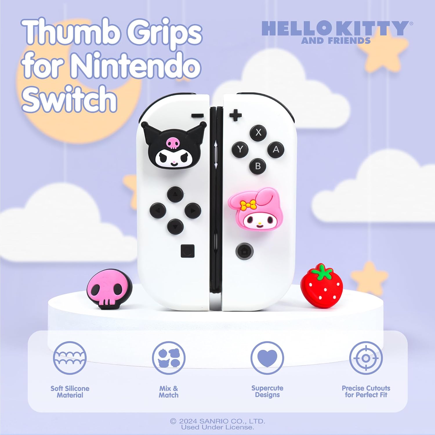 Hamee Sanrio Hello Kitty and Friends SquiSHU Buddy My Melody Squishy and Thumb Grips Compatible with Nintento Switch Bundle