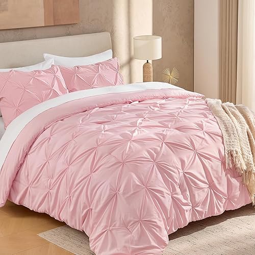 Andency Pink Full Size Comforter Set (79x90Inch), 3 Pieces Soft