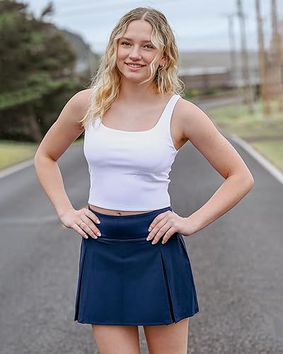 Miniatura 6 de Stelle Camiseta sin mangas acanalada para mujer, sin costuras, acolchada, para entrenamiento, sin mangas, cuello cuadrado, camisetas básicas