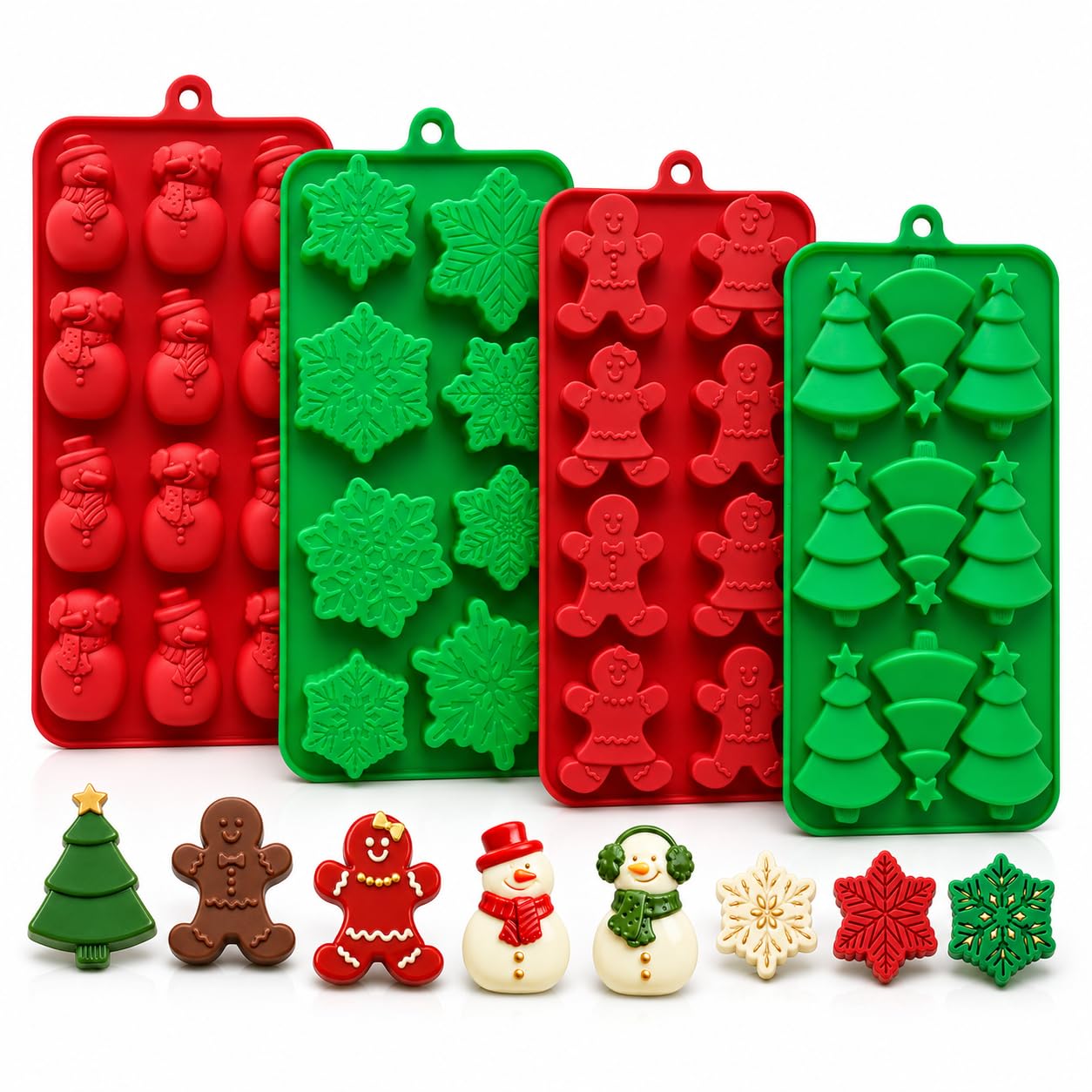 Christmas Silicone Molds, 4-Pack Christmas Chocolate Candy Moulds