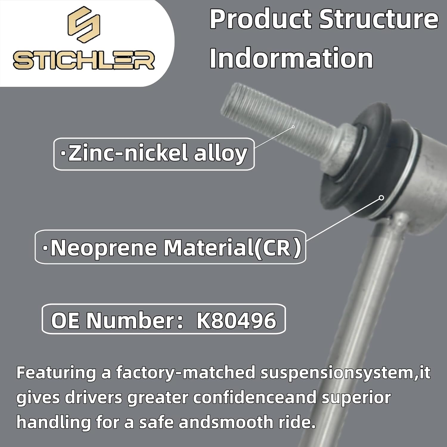K80496 Zinc-Nickel Alloy Front Suspension Sway Stabilizer Bar End Drop Link Kit 2 Pcs Automotive Replacement For Mercedes-Benz GL320 ML320 R320 GL350 GL450 GL550 ML350 ML450 ML500 R500 ML550