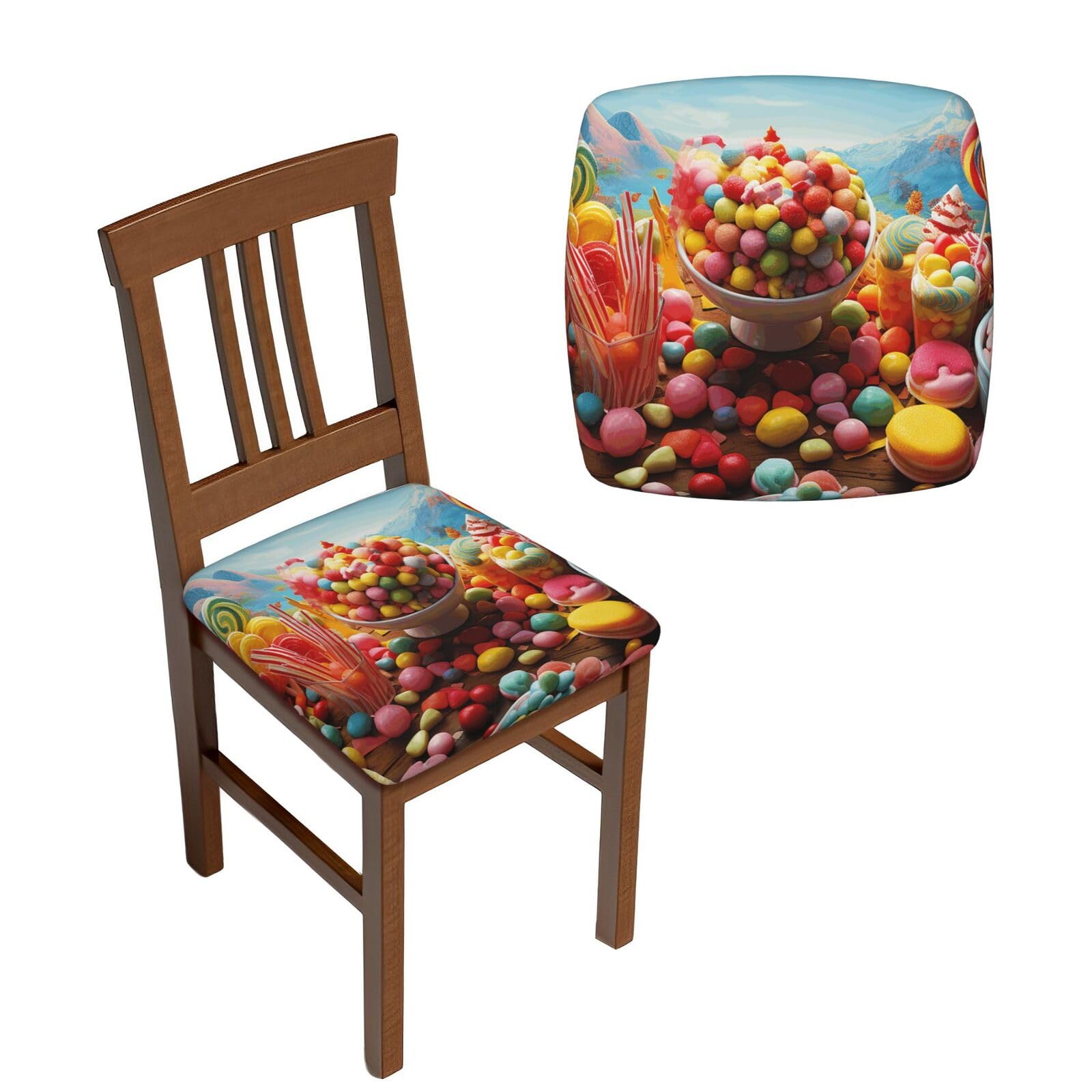 FodPand 6PCS Dining Chair Covers for Dining Room Candy Poster Chair Seat Cover Stretch Parsons Chair Slipcover Removable Washable Seat Cushion Slipcovers Cover for Kitchen Office