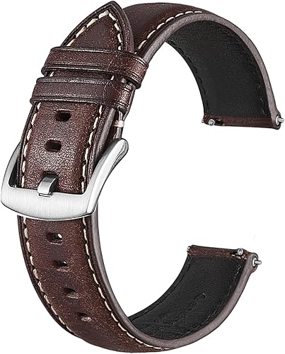 Genuine Leather Watch Band,Italian Pueblo Cowhide,Quick Release,Silver Buckle,8 Colors,18mm 19mm 20mm 21mm 22mm