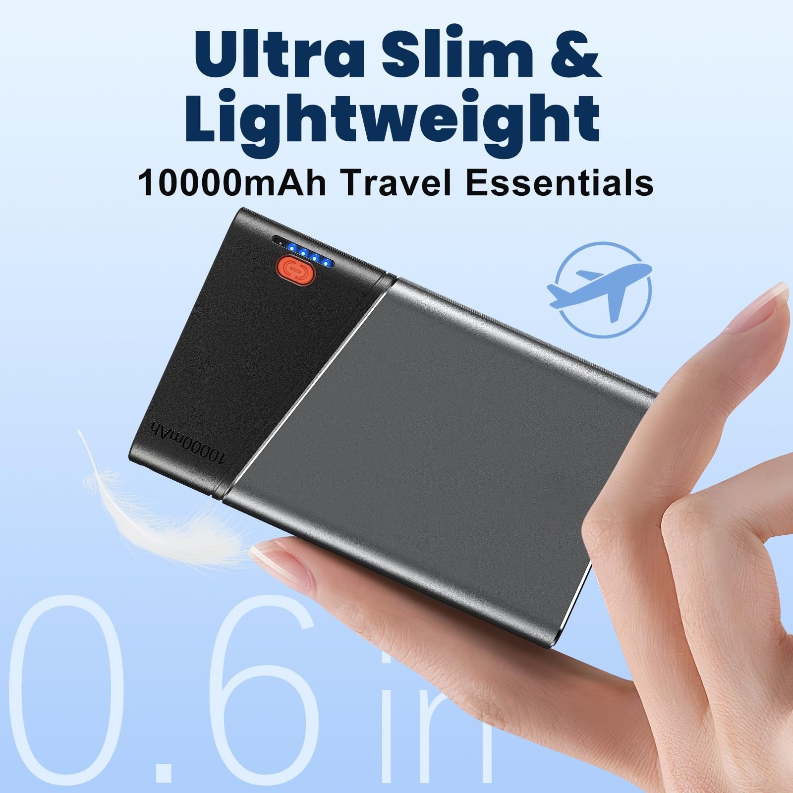 Aaoyun 10000mAh Portable Power Bank, 22.5W PD Fast Charging Battery Pack with Built-in USB-C Cable view 3