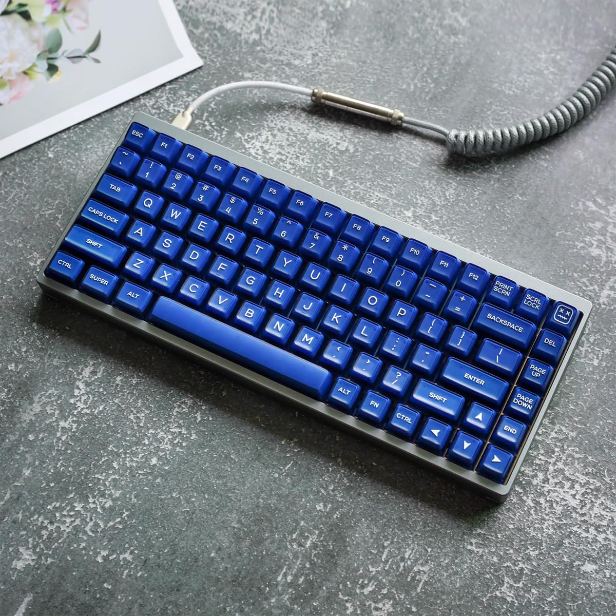 Juego de 142 Teclas PBT Doubleshot SA, Teclas traslúcidas Azules, compatibles con conmutadores Cherry MX 61, 64, 87, 100, 104, 108 y teclados mecánicos ISO ANSI