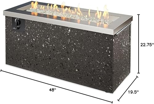 Vista 11 de Outdoor GreatRoom Co Propane Fire Pit Table - Key Largo Gas Fire Pits for Outside Patio - 48 Inch Rectangular Concrete Firepit Fire Table, Stucco