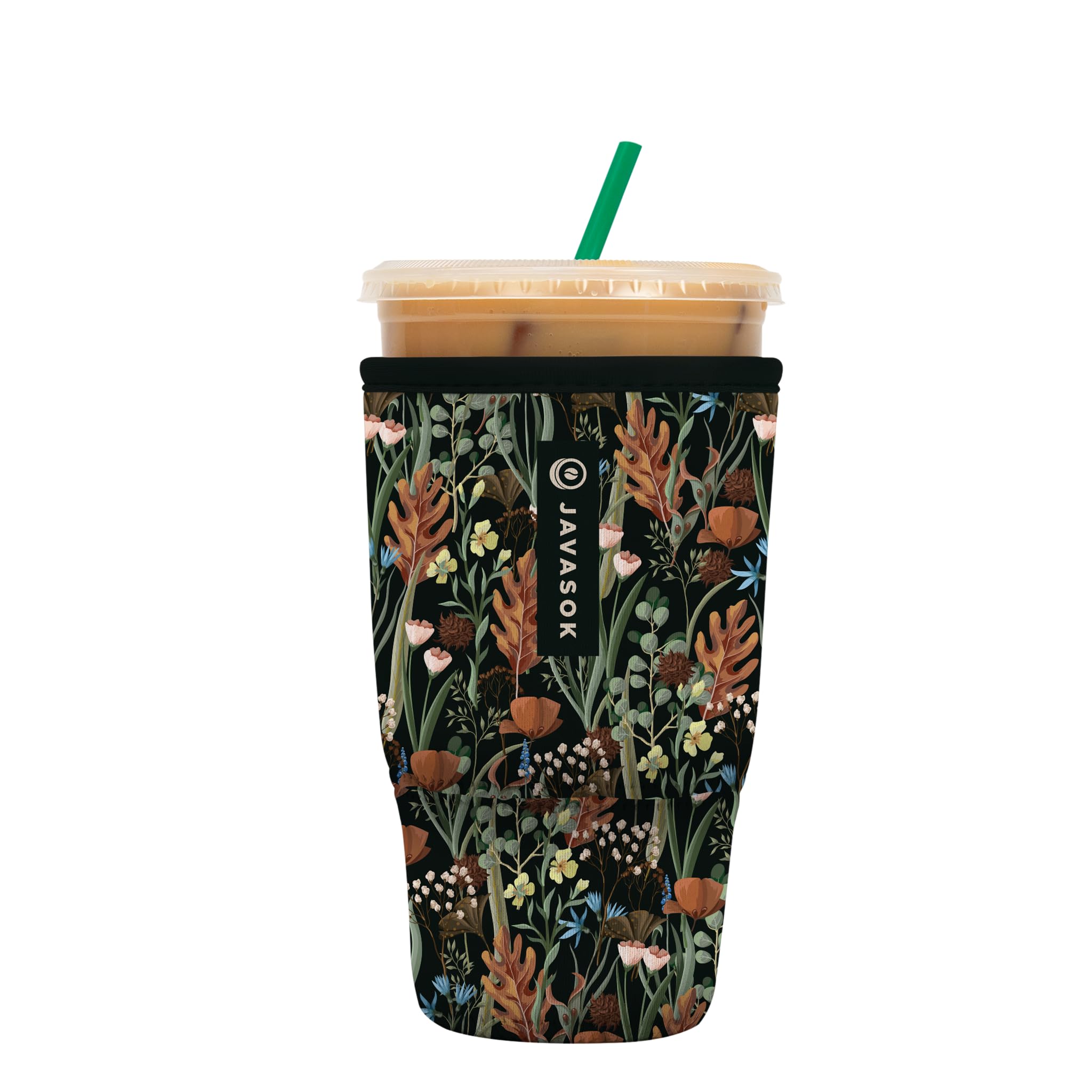 Sok It JavaSok Iced Coffee &amp; Cold Soda Insulated Neoprene Cup Sleeve (Forest Foliage, Large: 30-32oz)