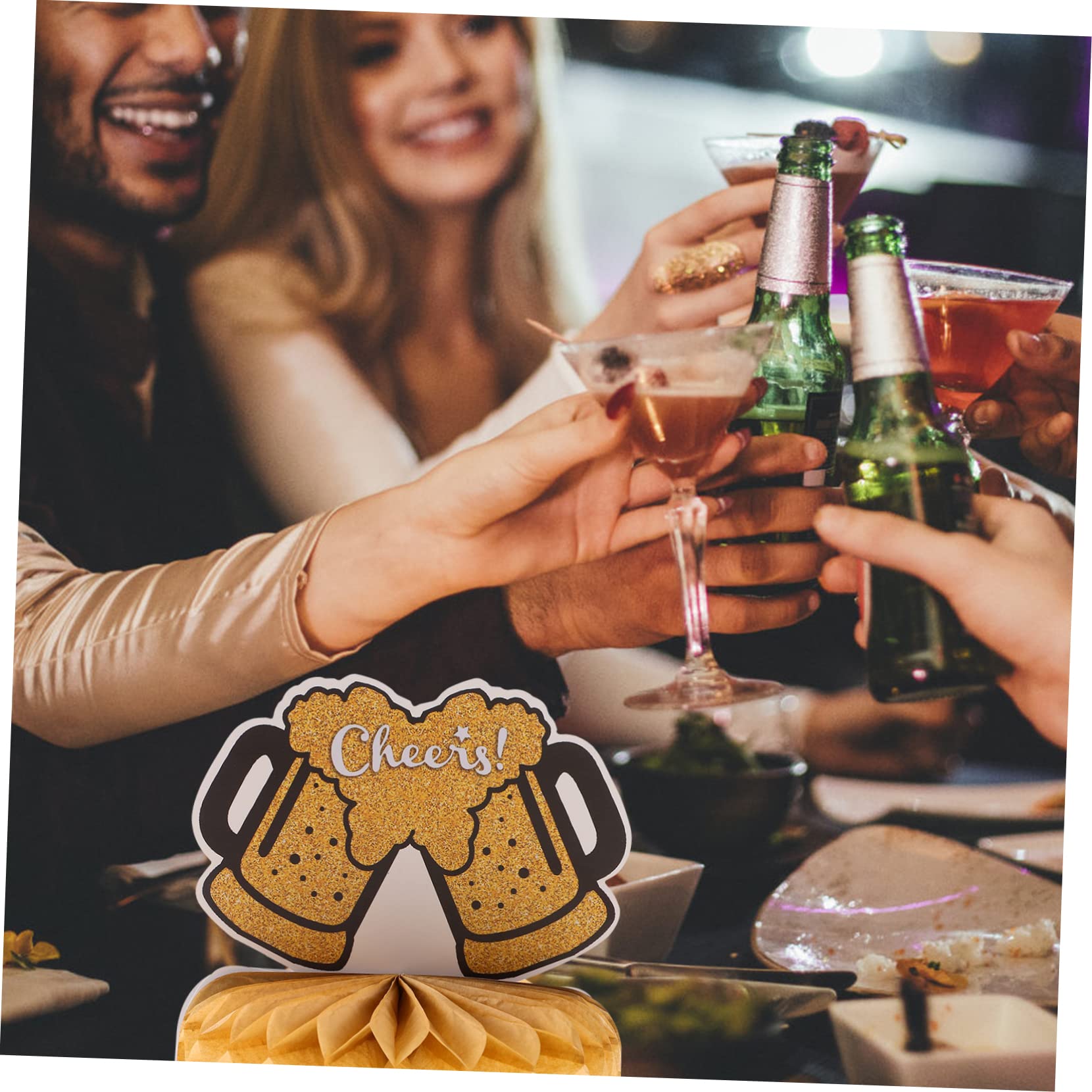 Cabilock 5 Sätze Dekoration des neuen Jahres Tafelaufsätze zum Mondneujahr Glitzer-Waben-Mittelstück Tischdekoration office party Waben-Mittelstücke für die Silvesterparty Partydekorationen
