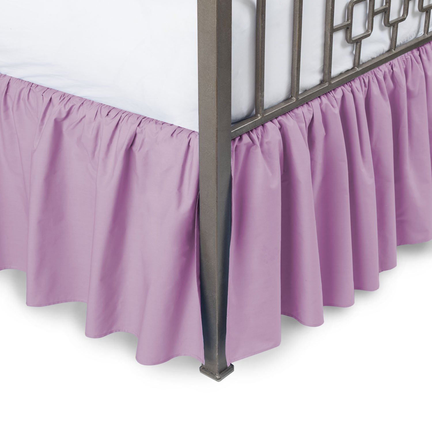 Ruffled Bed Skirt with Split Corners, Lavender for Olympic Queen Size Beds 15 Inches Drop, Wrap with Platform Three Sided Coverage Ruffle Bed Skirt 100% Cotton 800 Thread Count Bedskirts
