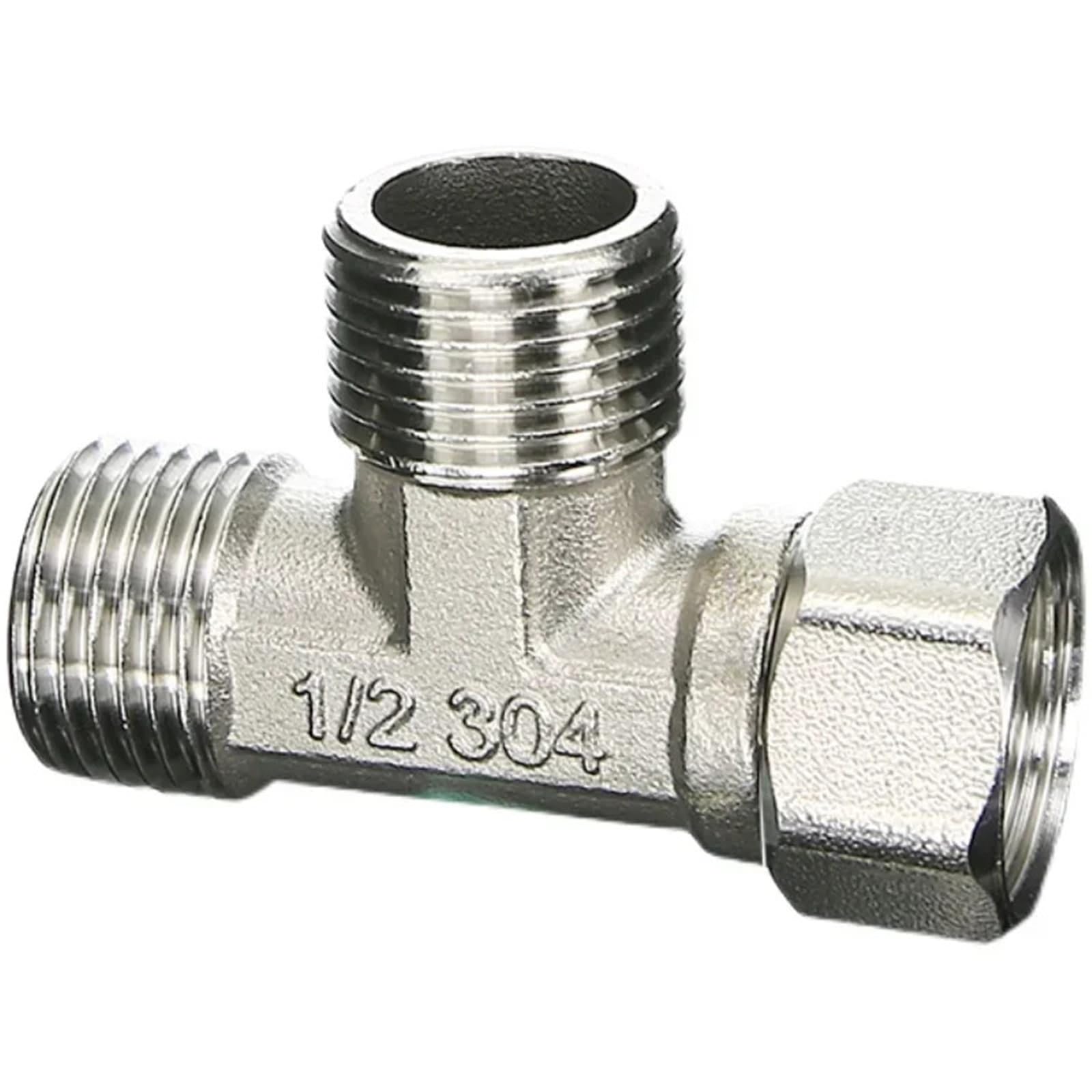 Válvula triangular for calentador de agua, codo de tres vías, junta flexible de acero inoxidable 304, for tuberías de gas, internas y externas(F-M-M Tee 1l2)