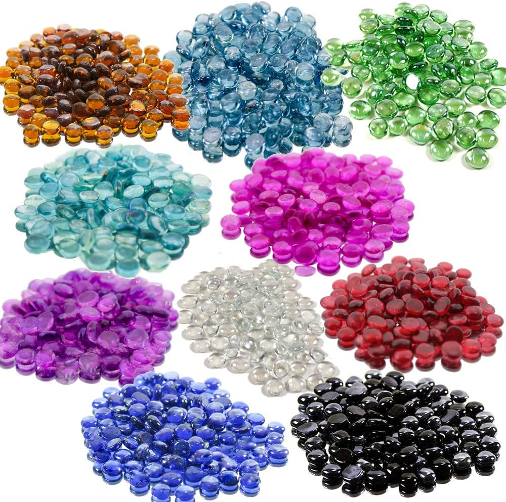 WGV Flat Marbles, Pebbles, Glass Gems for Vase Fillers, Party Table Scatter, Wedding, Decoration, Landscaping, Aquarium Decor, Crystal Rocks, Pink (20 Pounds, Approx 2000 pcs)
